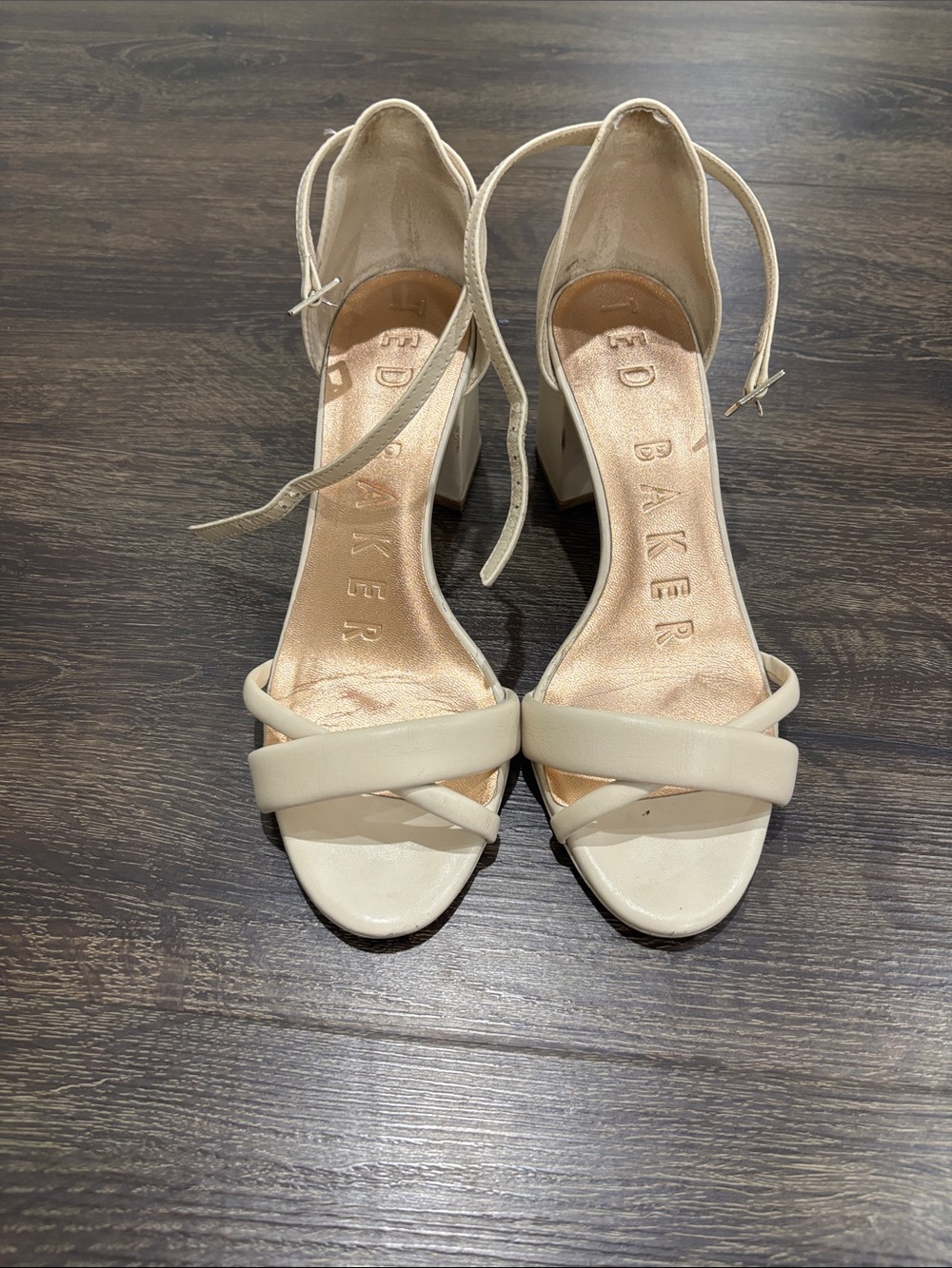 Ted Baker Ivory Cross-Strap Block Heel Sandals